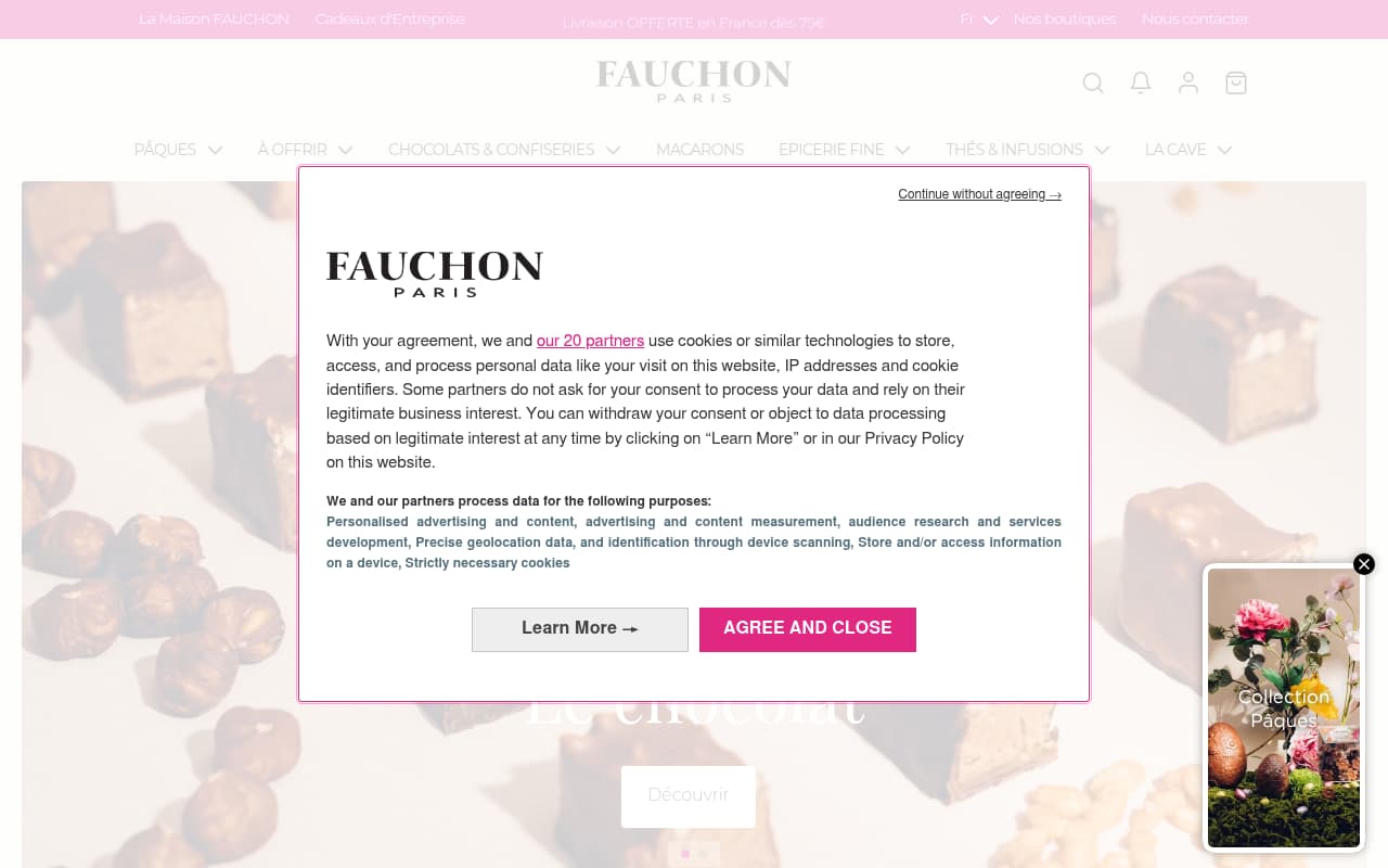 Fauchon Paris website screenshot