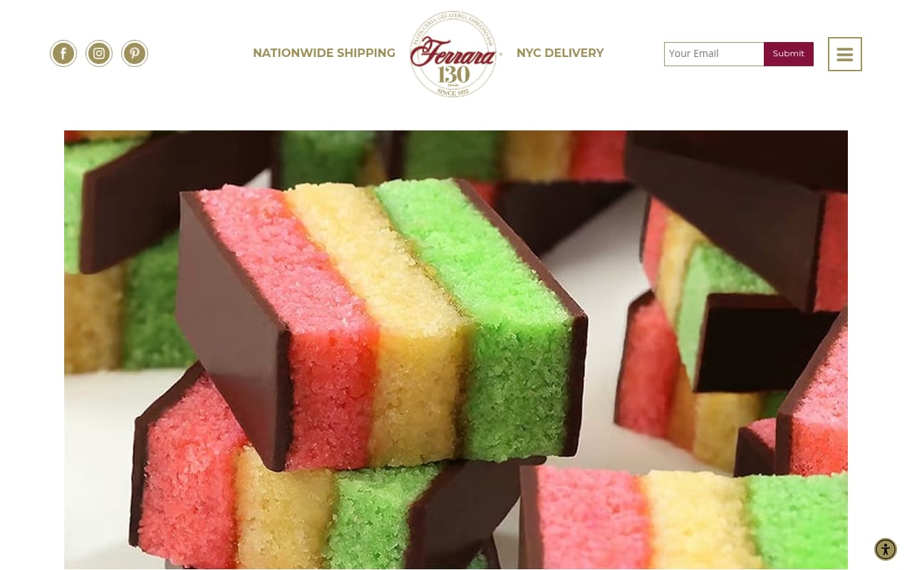 Ferrara Bakery website screenshot