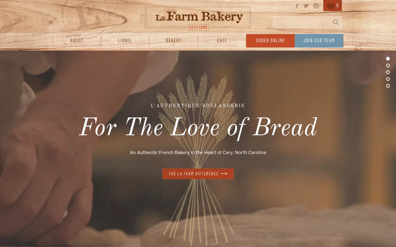 La Farm Bakery website screenshot