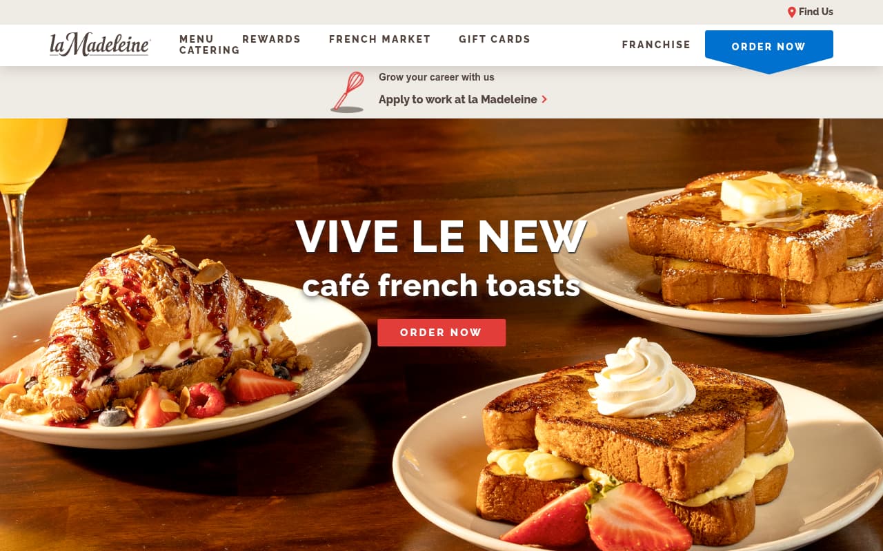 La Madeleine website screenshot