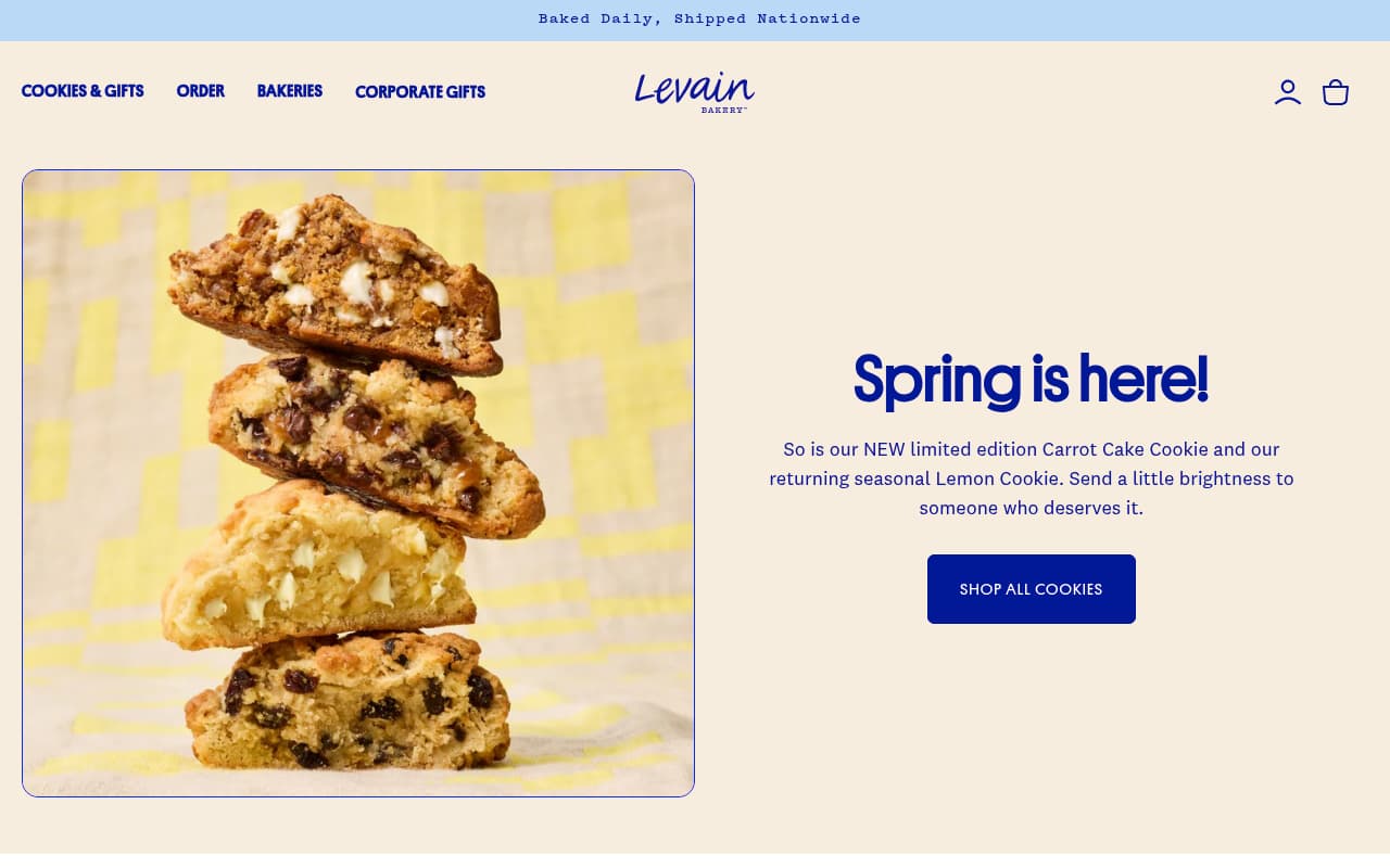 Levain Bakery website screenshot