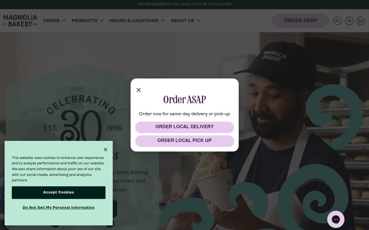 Magnolia Bakery website screenshot