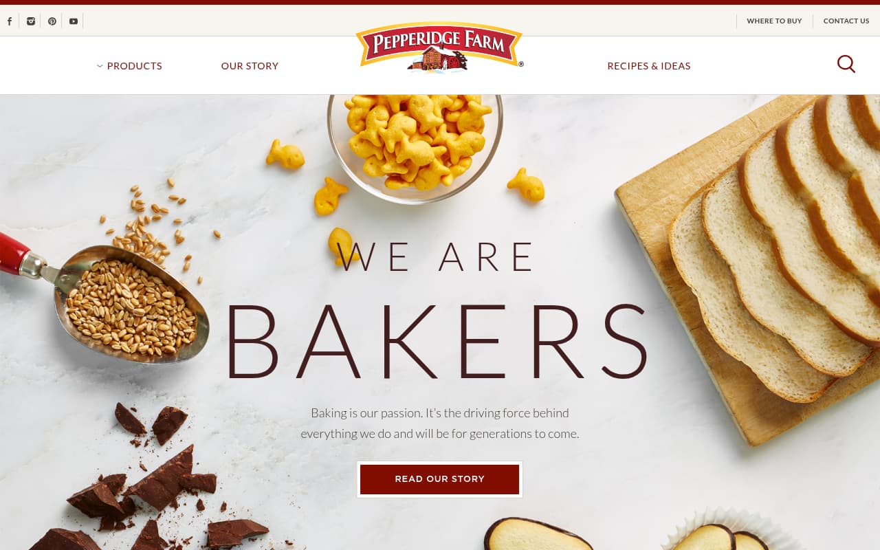 Pepperidge Farm website screenshot