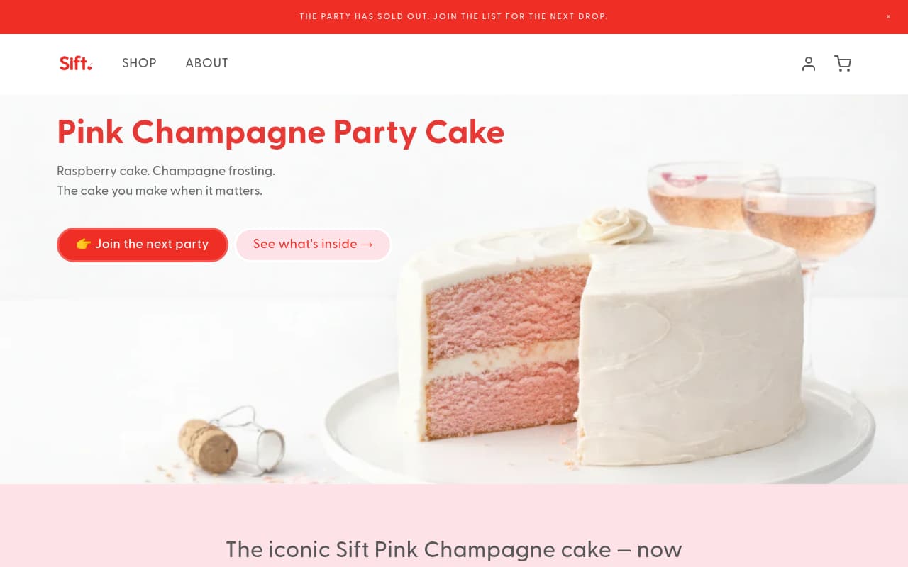 Sift Dessert Bar website screenshot