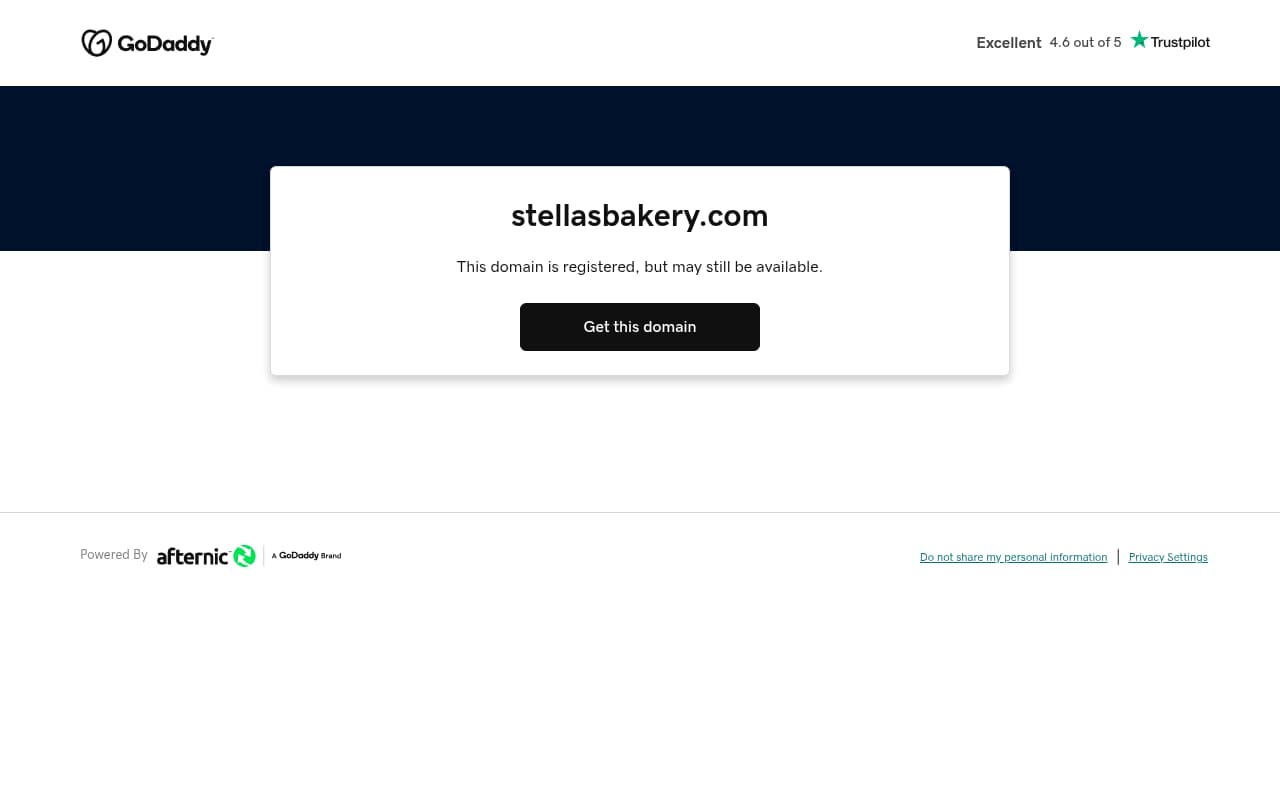 Stella's Bakery website screenshot