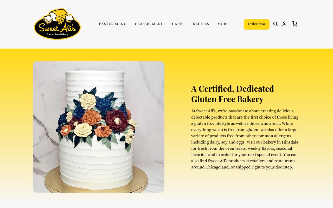 Sweet Ali's Gluten Free Bakery website screenshot
