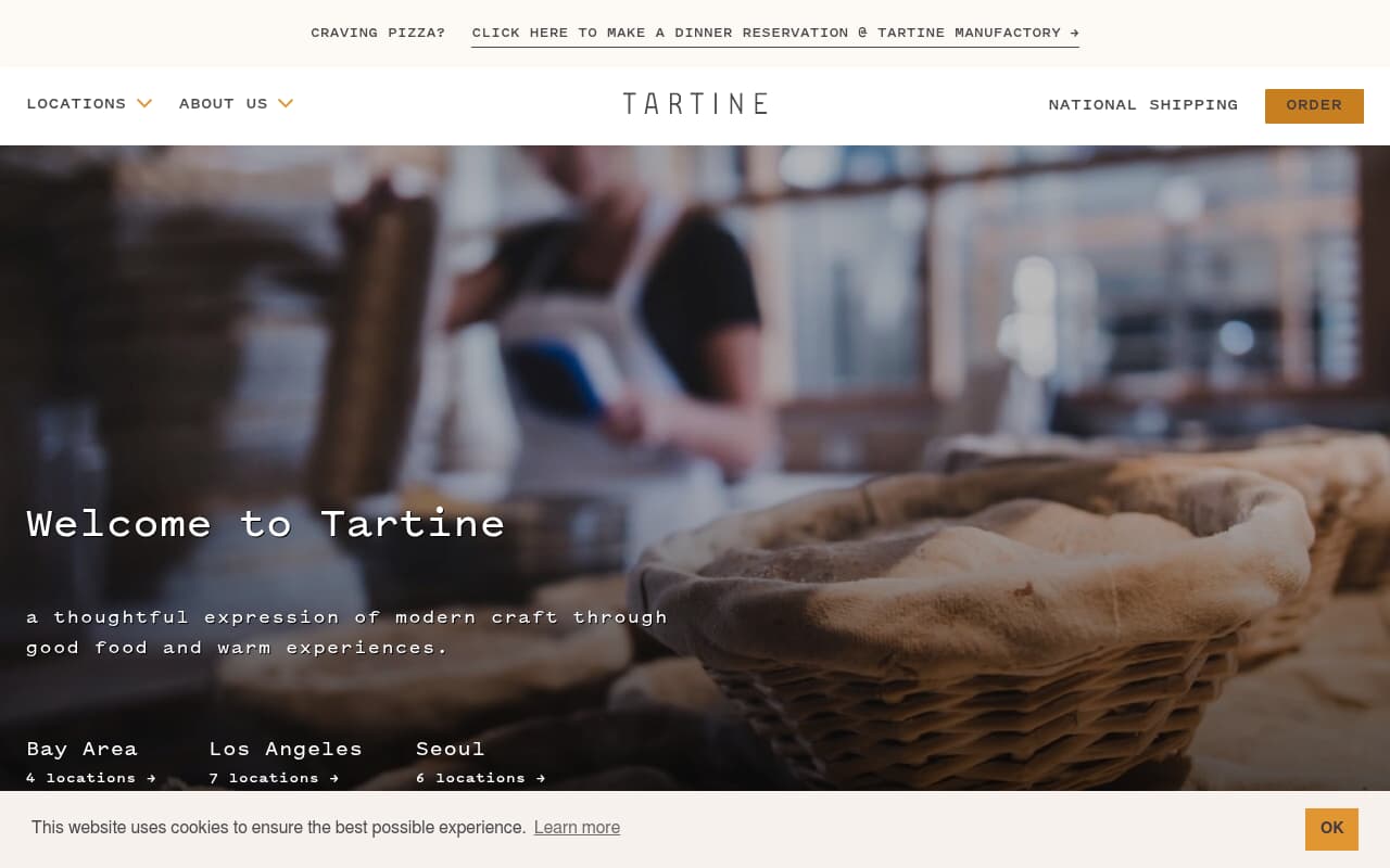 Tartine Bakery website screenshot