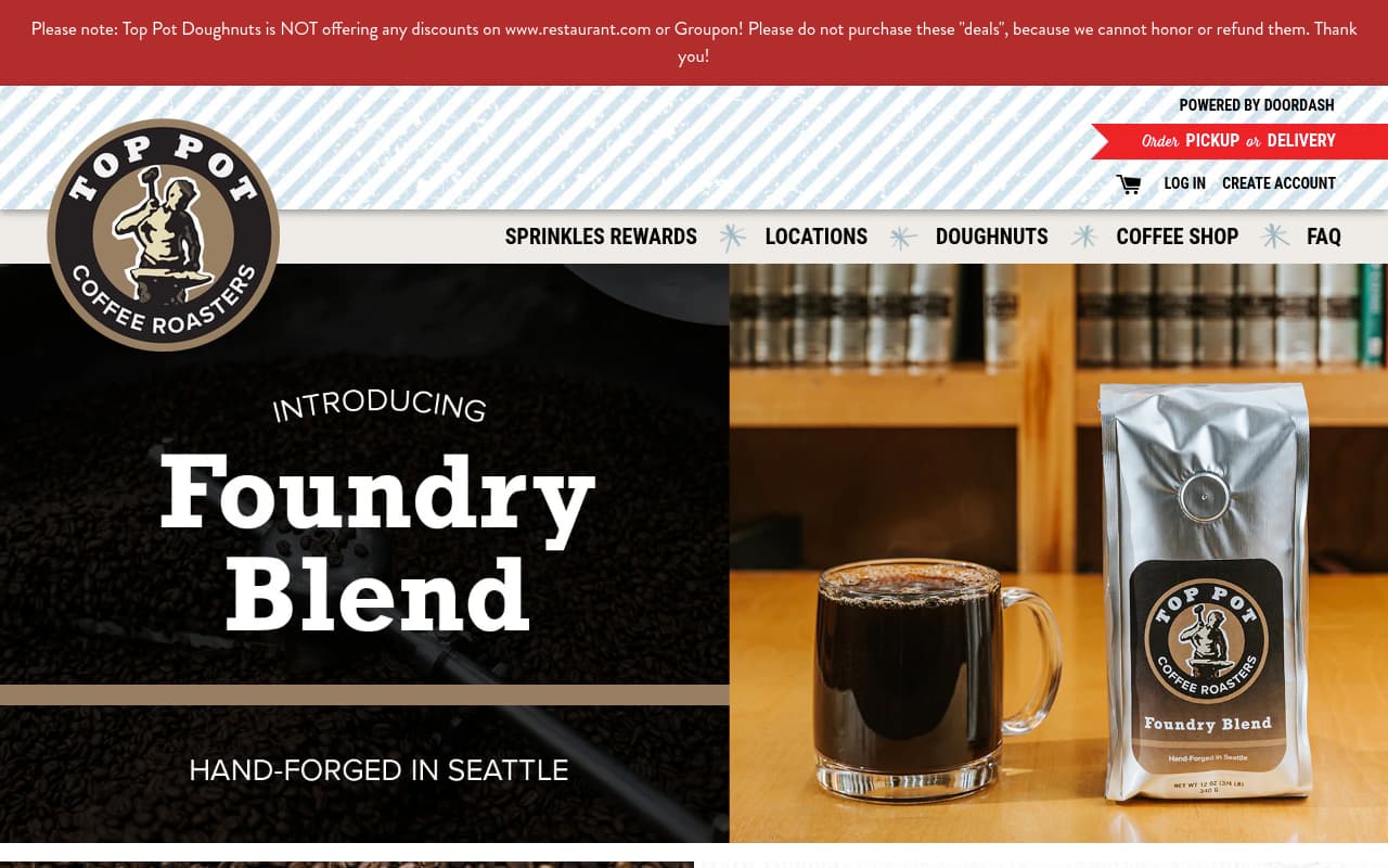 Top Pot Doughnuts website screenshot