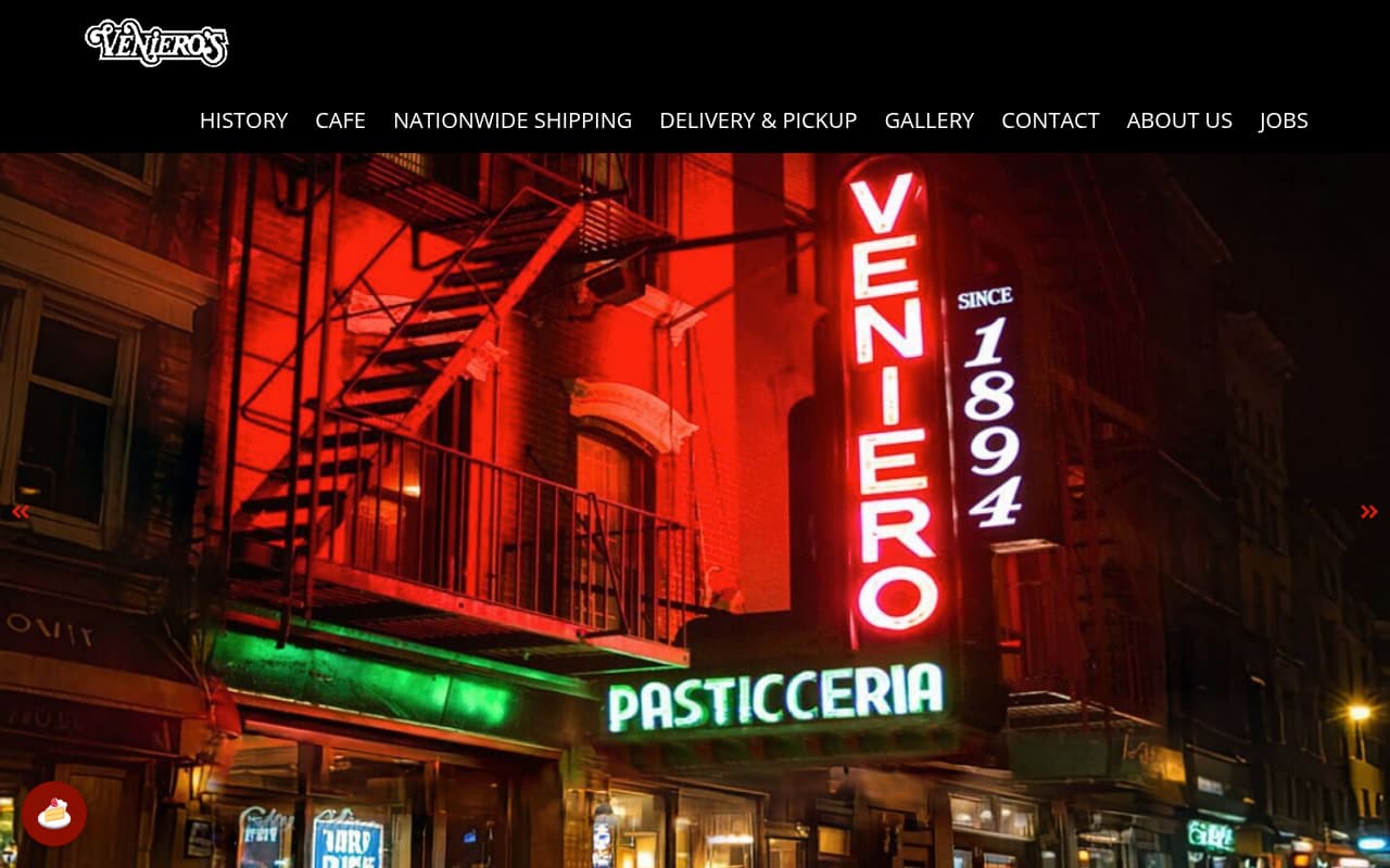 Veniero's Pasticceria website screenshot