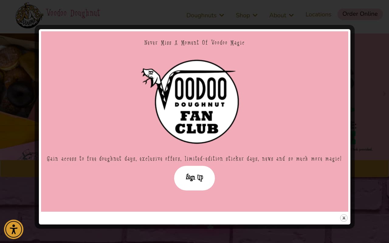 Voodoo Doughnut website screenshot