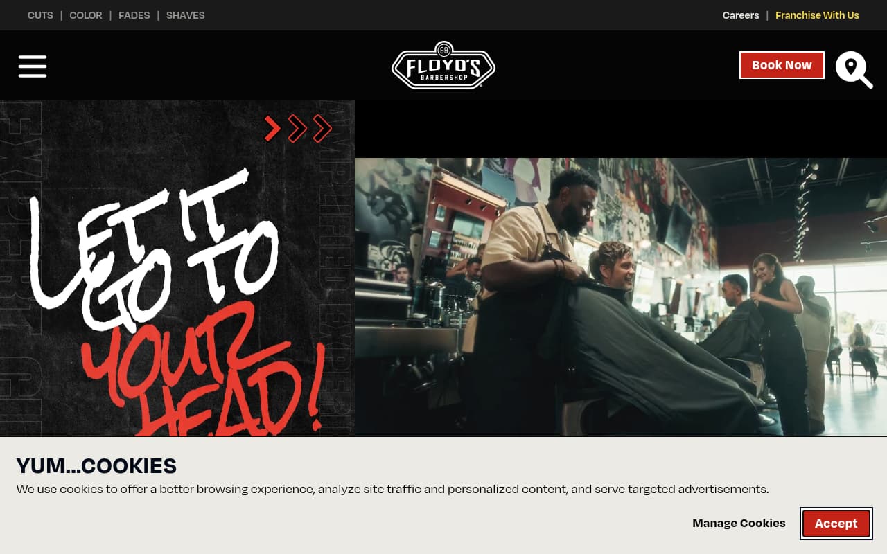 Floyd's 99 Barbershop website screenshot