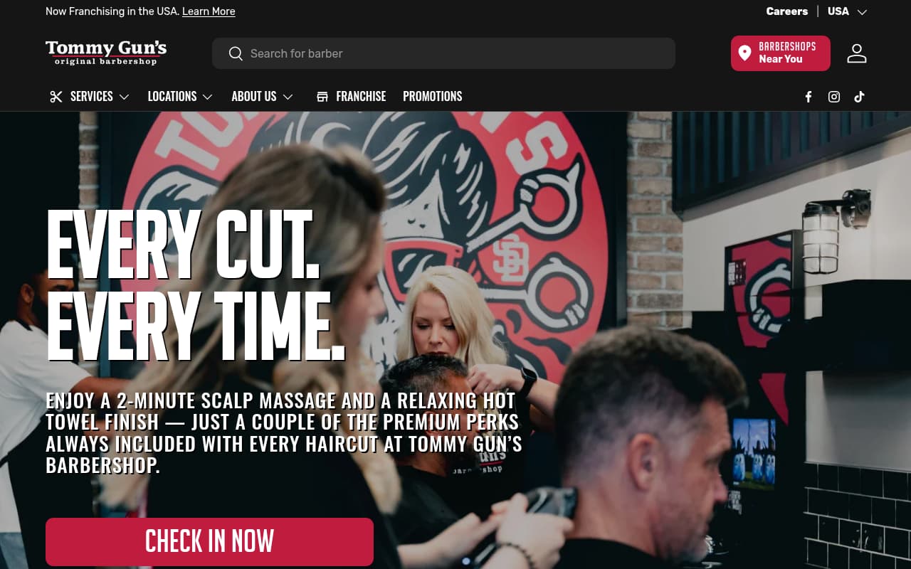 Tommy Gun's Original Barbershop website screenshot