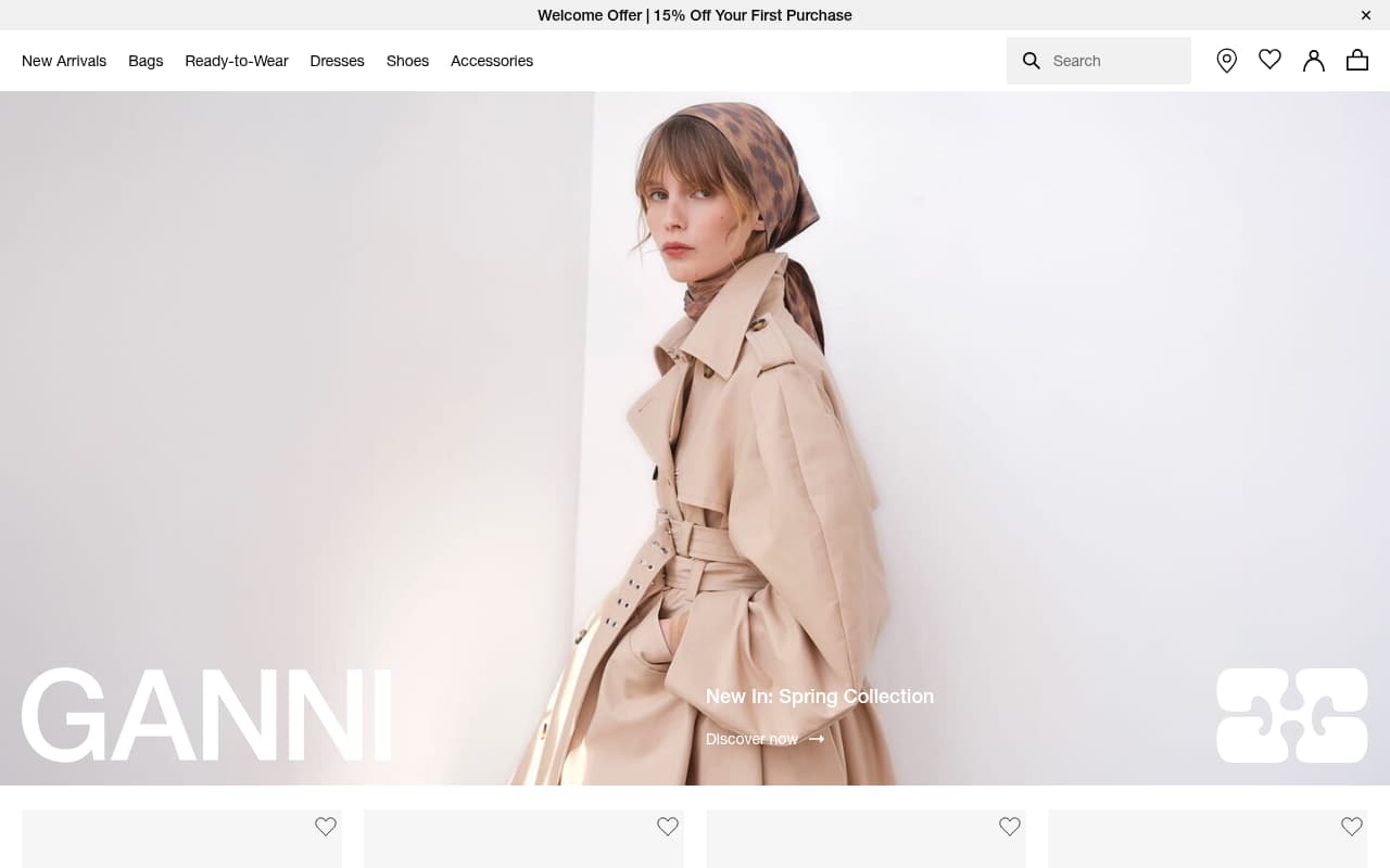 Ganni website screenshot