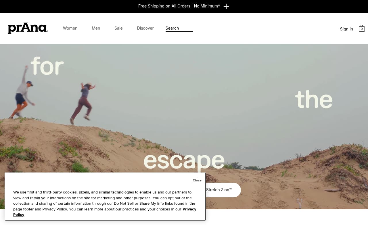 Prana website screenshot