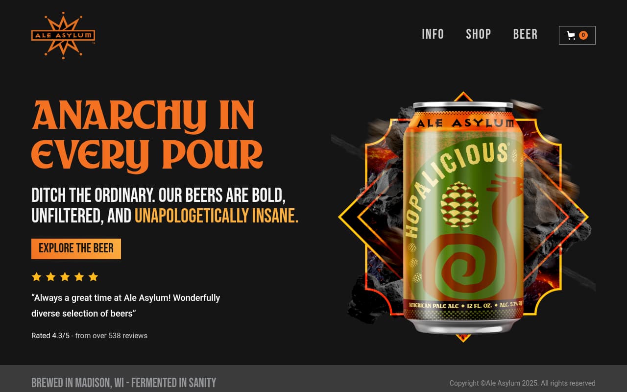 Ale Asylum website screenshot