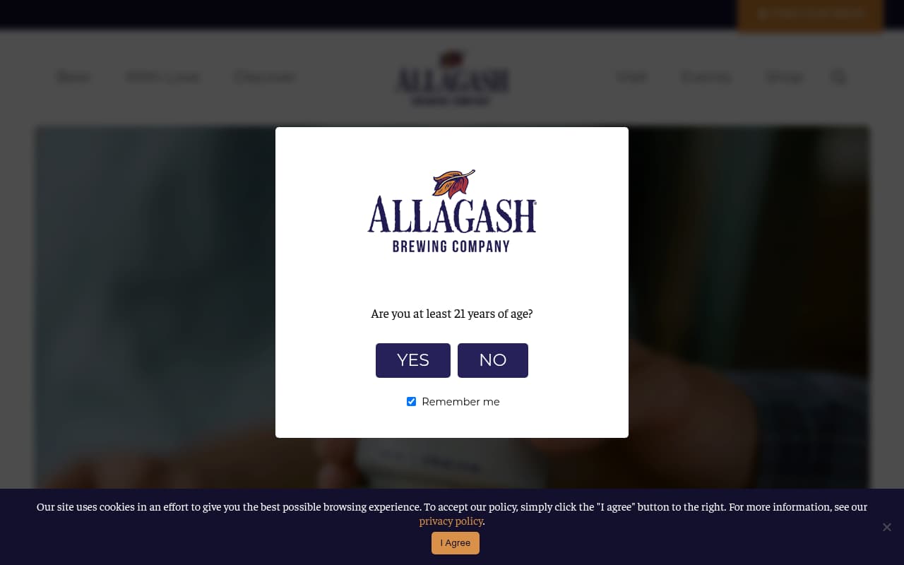 Allagash Brewing website screenshot