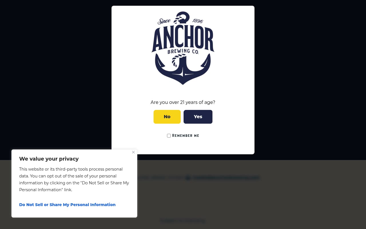 Anchor Brewing website screenshot