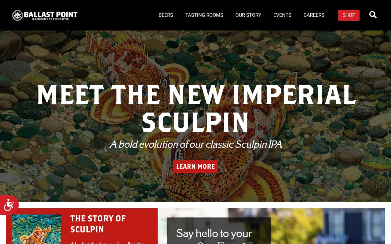 Ballast Point Brewing website screenshot