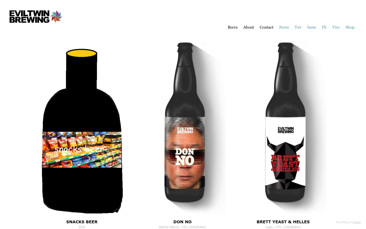 Evil Twin Brewing website screenshot