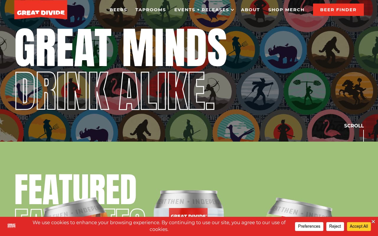 Great Divide Brewing website screenshot