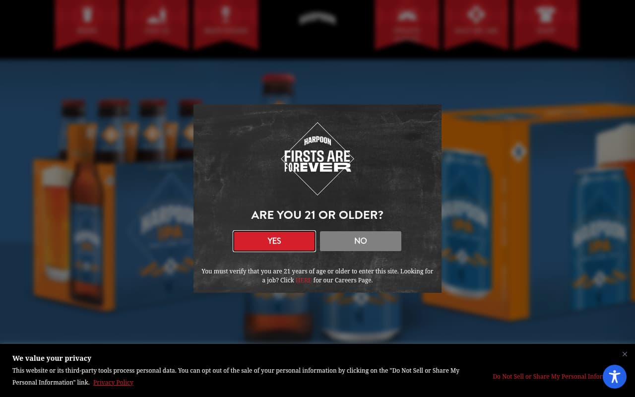 Harpoon Brewery website screenshot