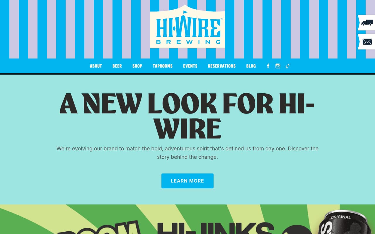 Hi-Wire Brewing website screenshot