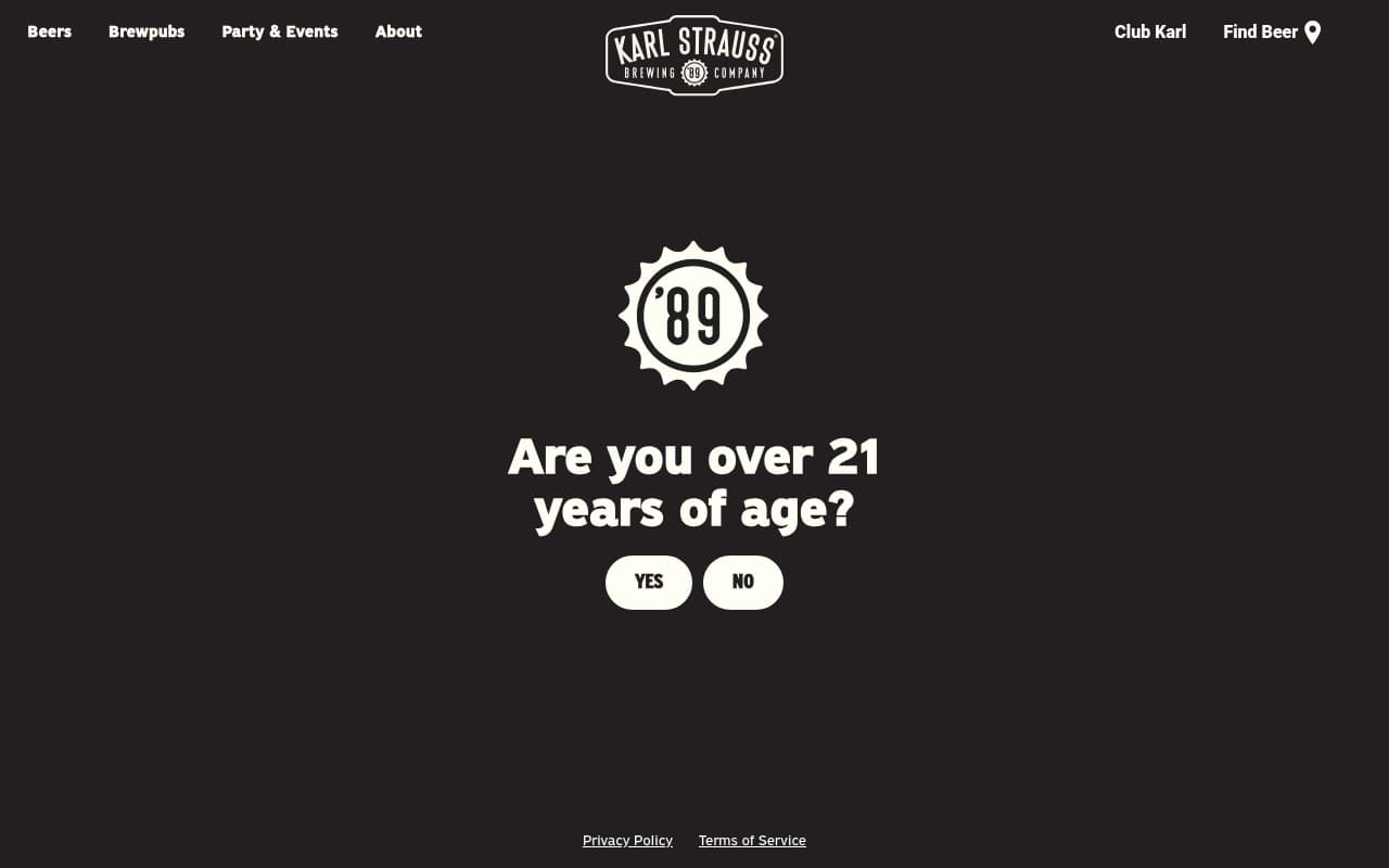 Karl Strauss Brewing website screenshot