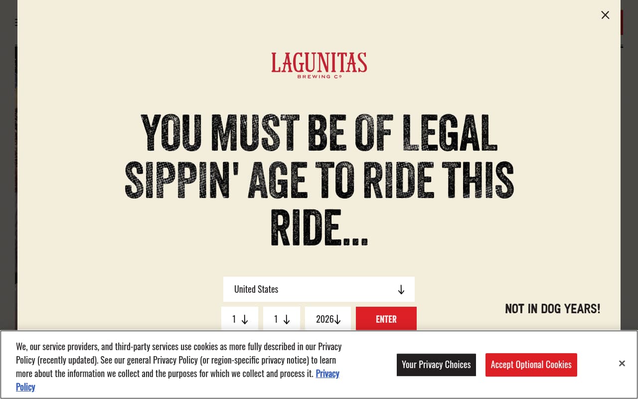 Lagunitas Brewing website screenshot