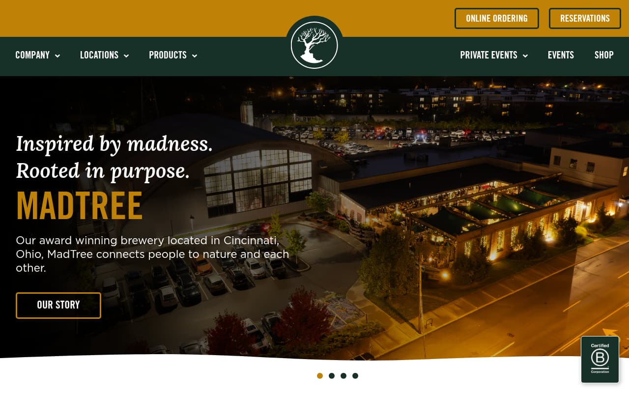 MadTree Brewing website screenshot