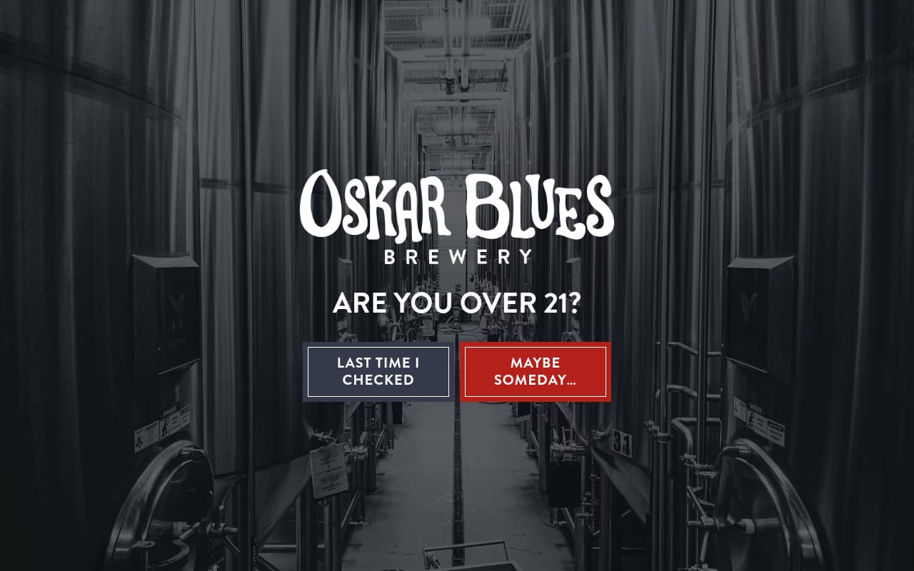 Oskar Blues Brewery website screenshot
