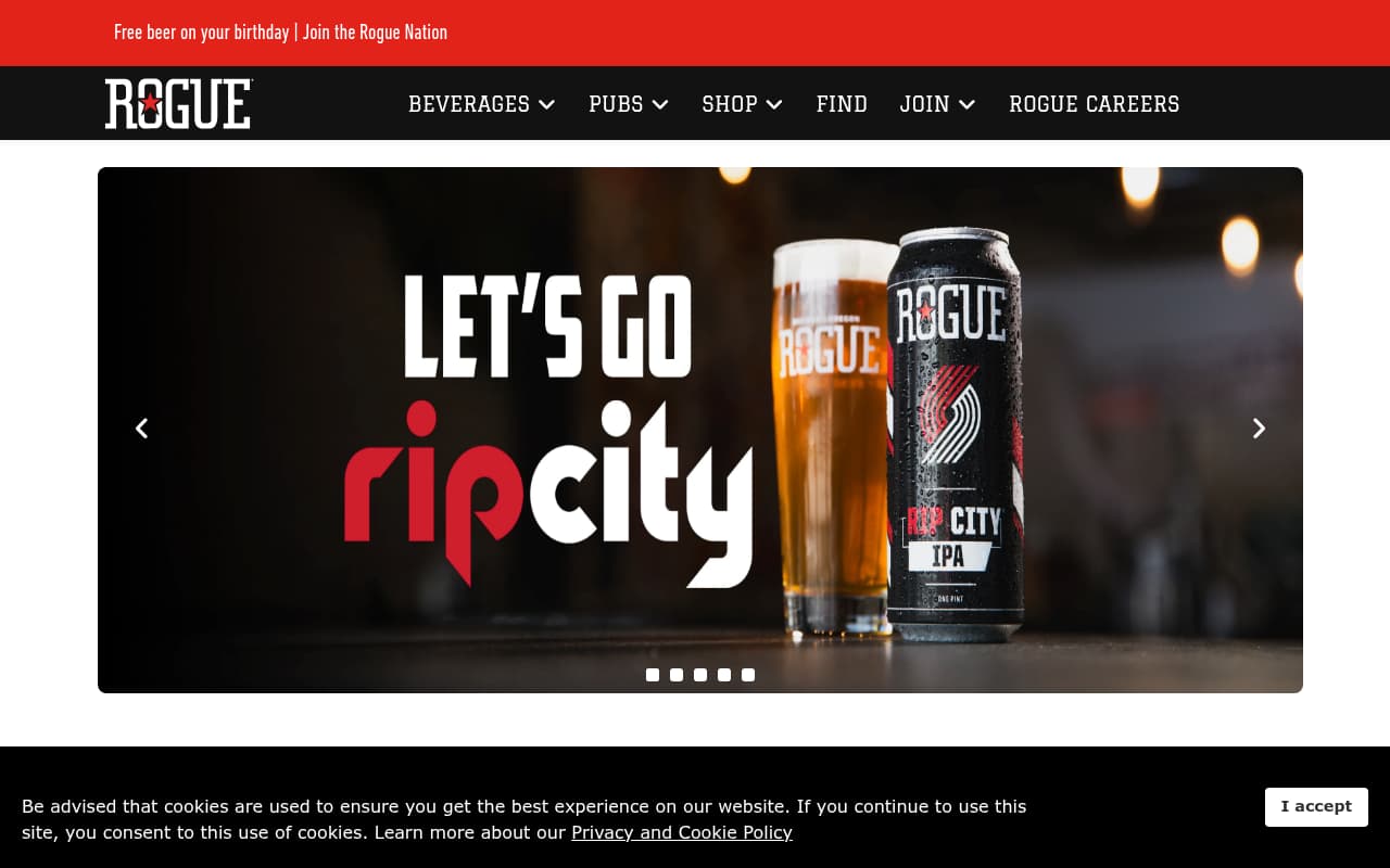 Rogue Ales website screenshot