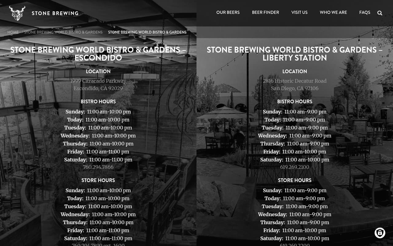 Stone Brewing website screenshot