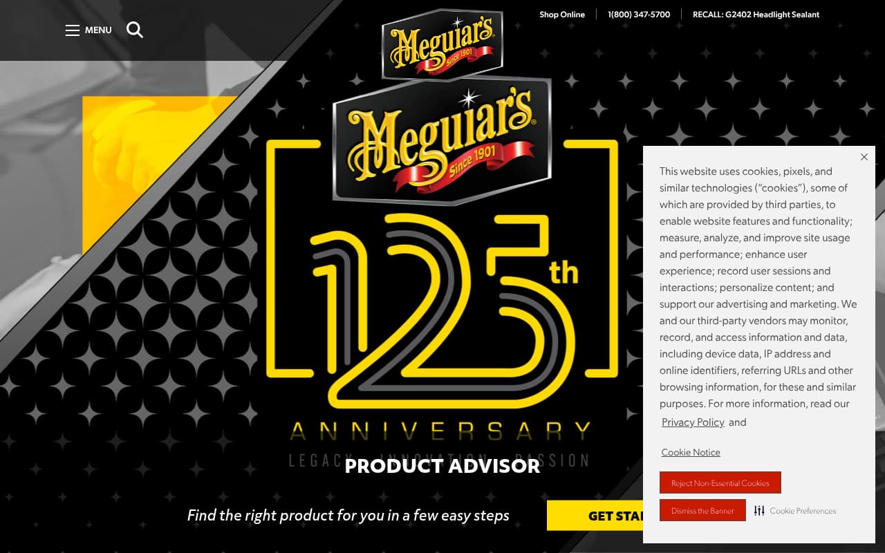 Meguiar's website screenshot