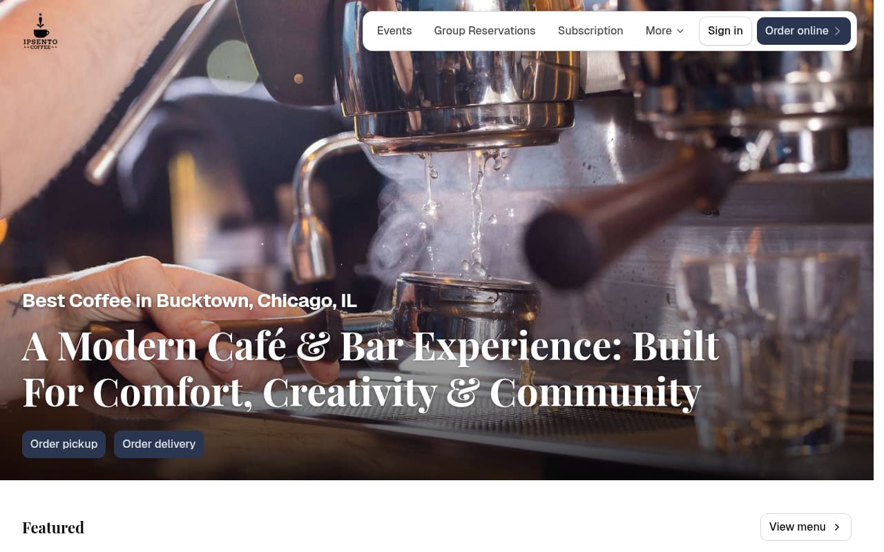 Ipsento Coffee website screenshot