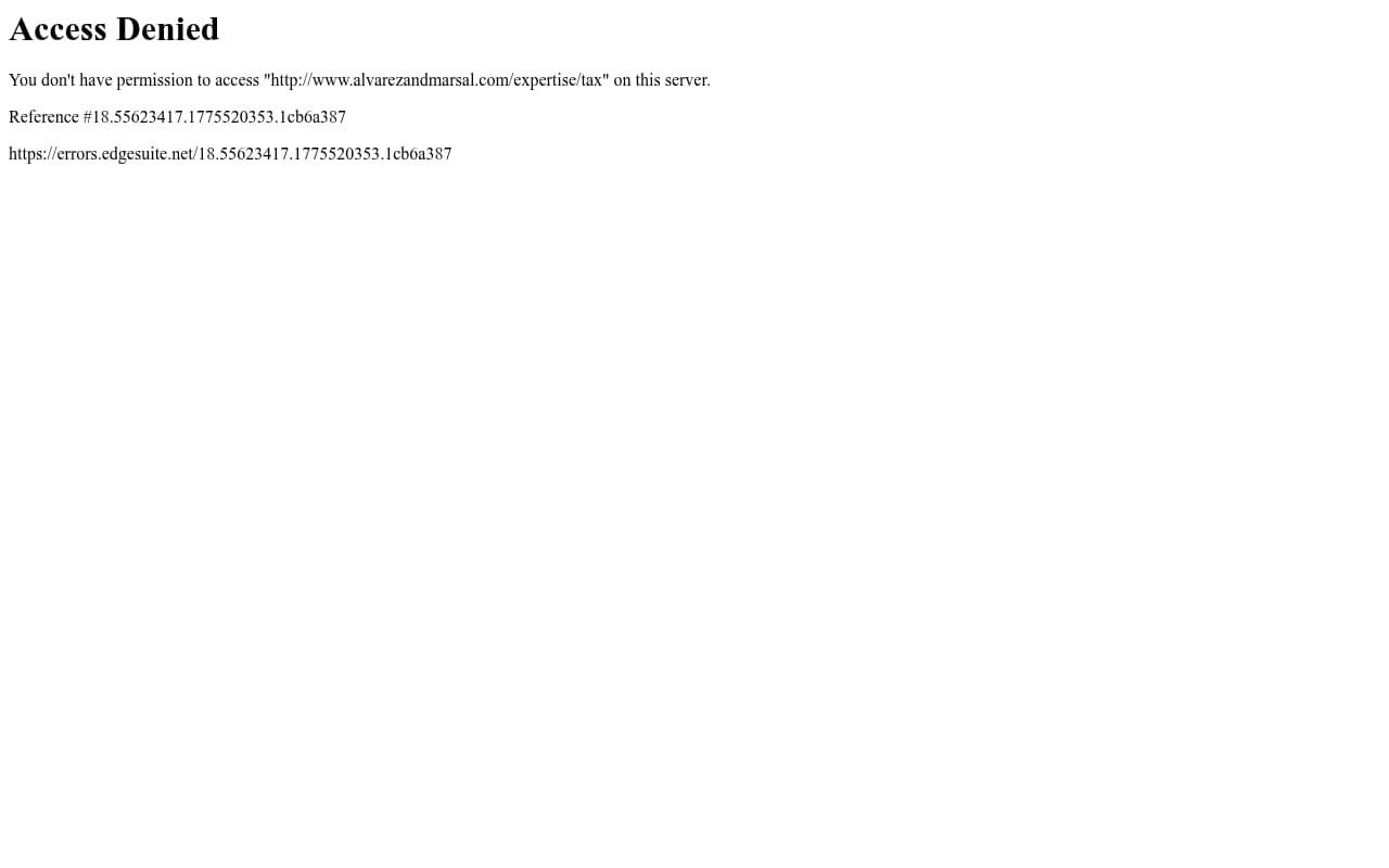 Alvarez & Marsal Tax website screenshot