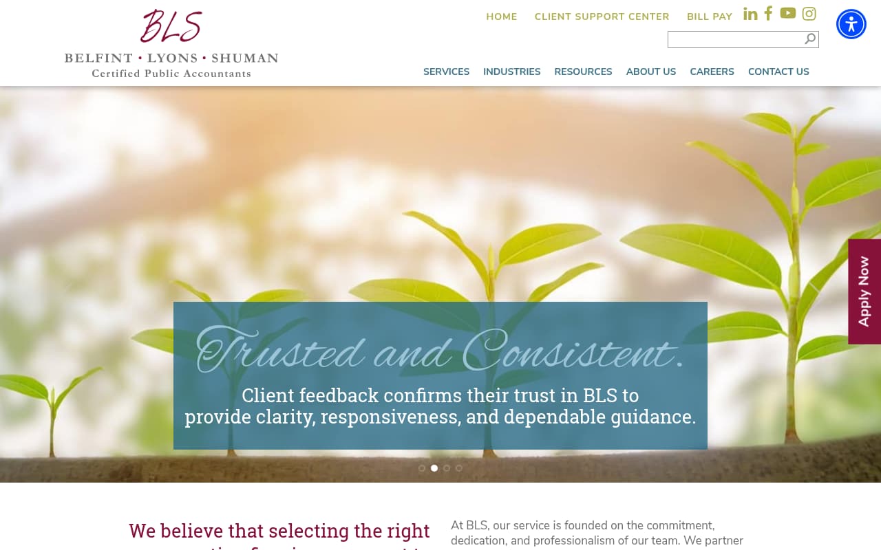 Belfint Lyons & Shuman website screenshot