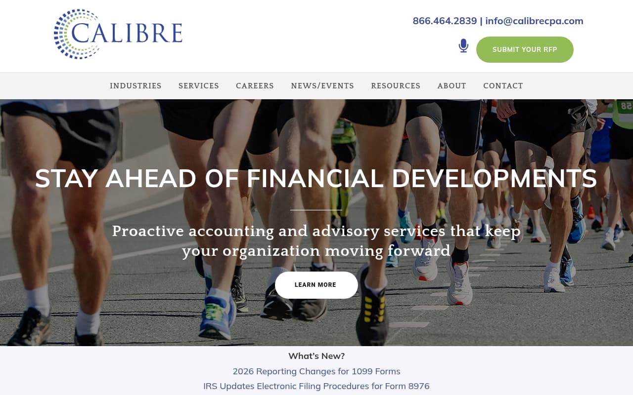 Calibre CPA Group website screenshot