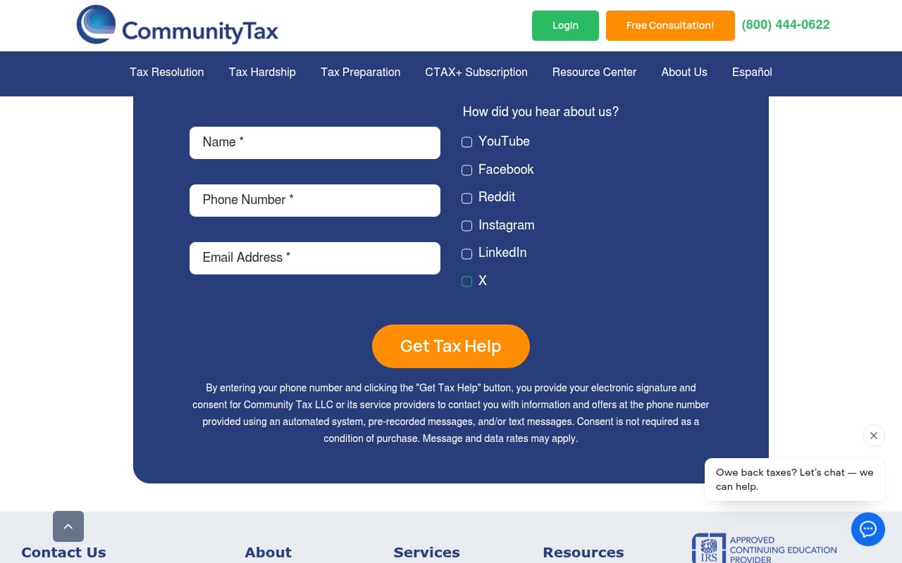 Community Tax website screenshot