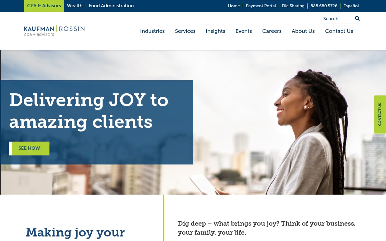 Kaufman Rossin website screenshot