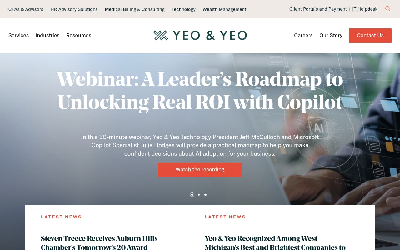 Yeo & Yeo CPAs website screenshot
