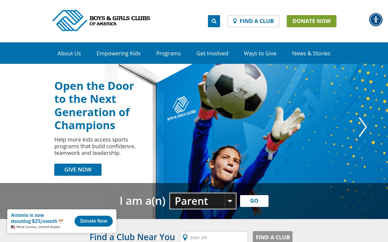 Boys & Girls Club Early Learning website screenshot