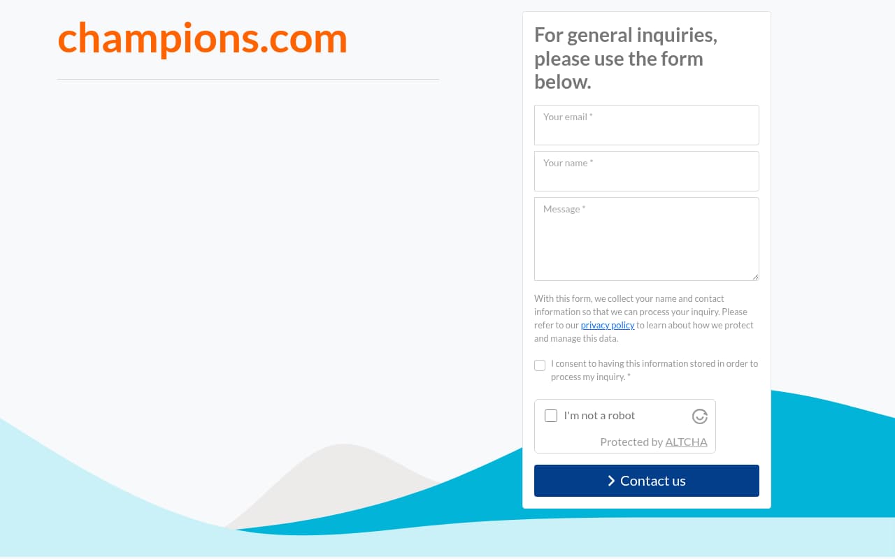 Champions website screenshot