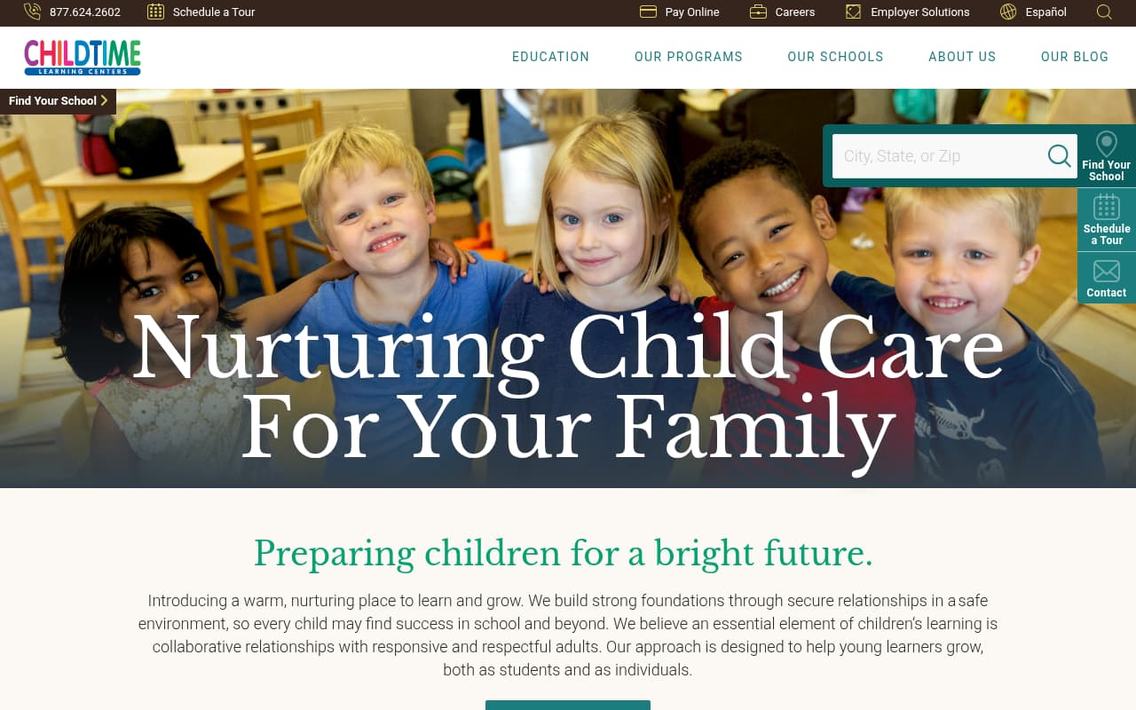 Childtime Learning Centers website screenshot