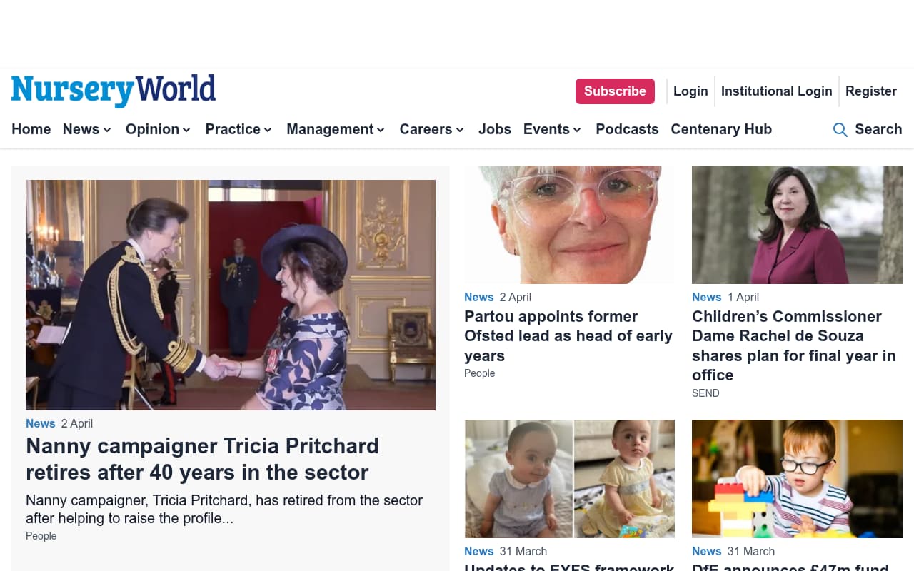 Nursery World website screenshot