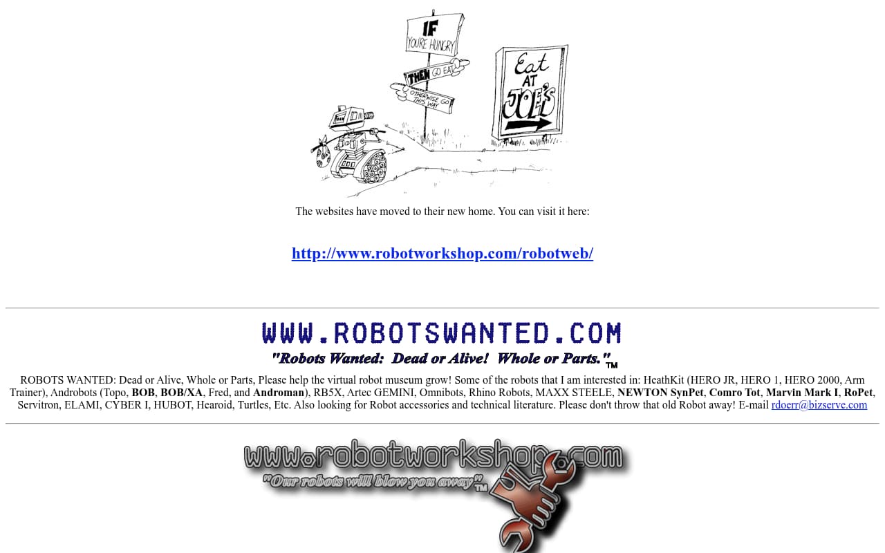 Robot Workshop website screenshot