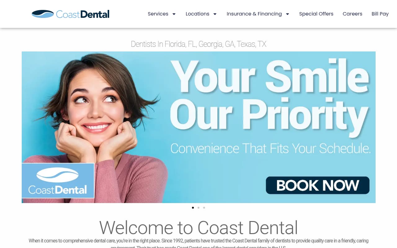 Coast Dental website screenshot