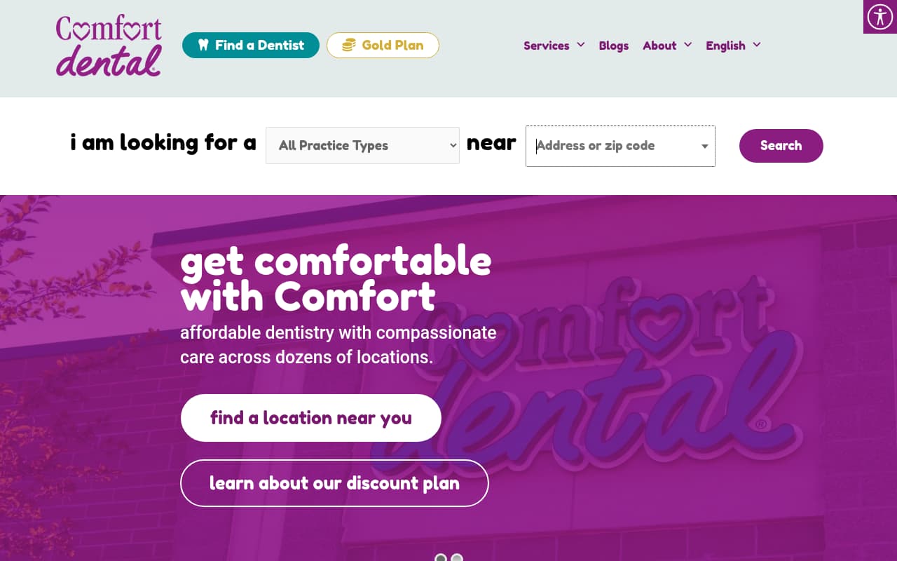 Comfort Dental website screenshot