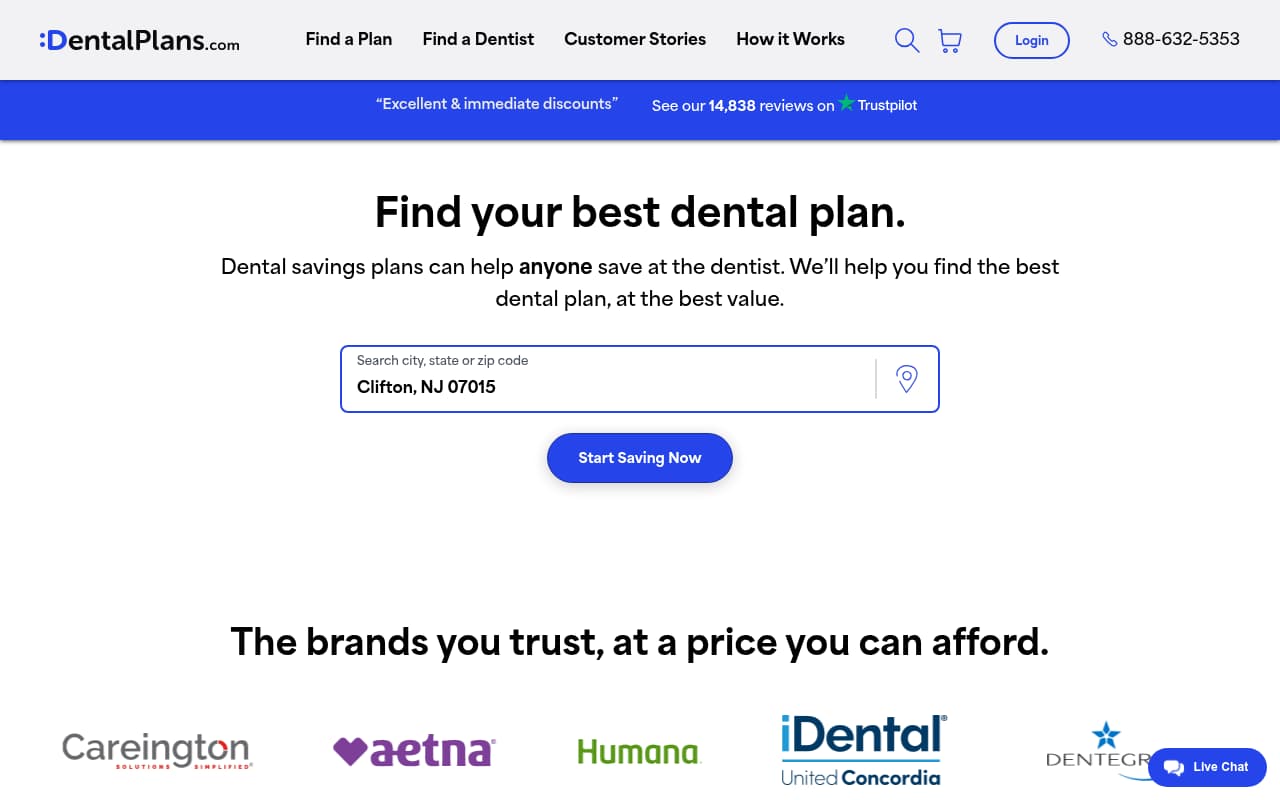 DentalPlans.com website screenshot
