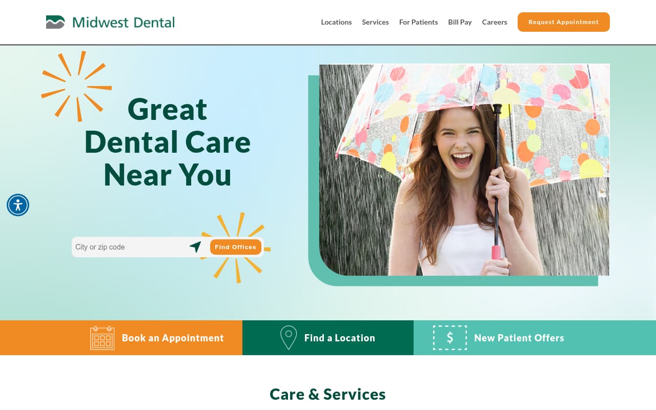 Midwest Dental website screenshot