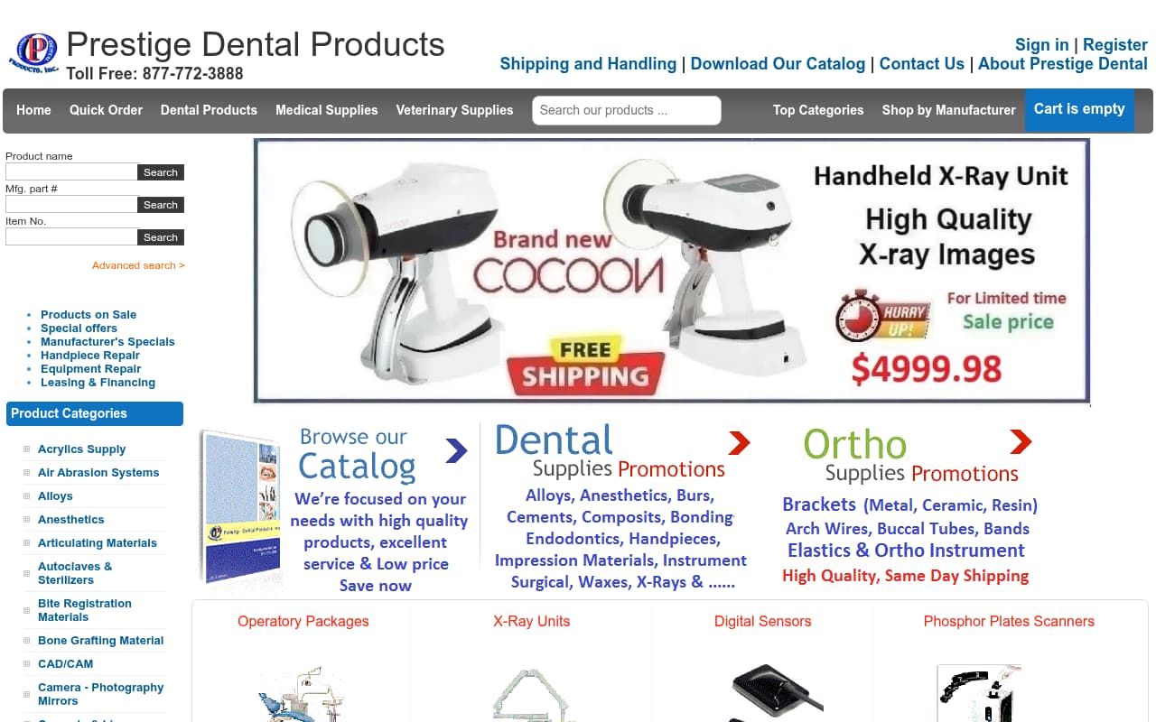 Prestige Dental website screenshot